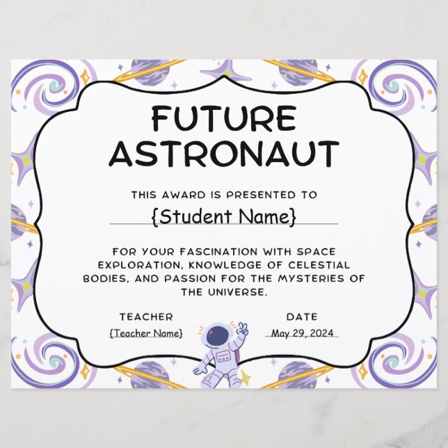 Framtida erkännande av Astronaut Student (Framsida)