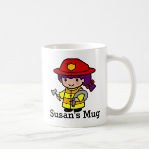 Framtida Firefighter Girl med Ax och Hose Kaffemugg