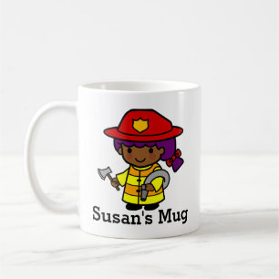Framtida Firefighter Girl med Ax och Hose Kaffemugg
