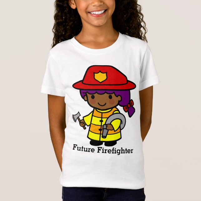 Framtida Firefighter Girl med Ax och Hose T Shirt (Framsida)