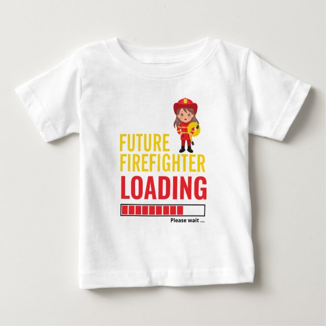 Framtida Firefighter Loading Cute Girl Personlig T Shirt (Framsida)