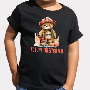 Framtida Firefighter Watercolor Fireman Nalle T Shirt
