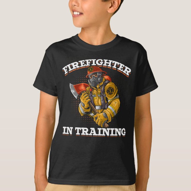 Framtida Fireman Coola Boys och Girls Firefighter T Shirt (Framsida)