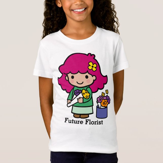 Framtida Florist Girl med blommor T Shirt (Framsida)