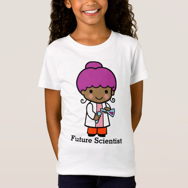 Framtida forskare/kemist-flicka med kolv t shirt (Framsida)