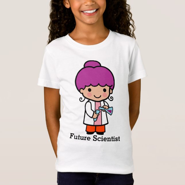 Framtida forskare/kemist-flicka med kolv t shirt (Framsida)