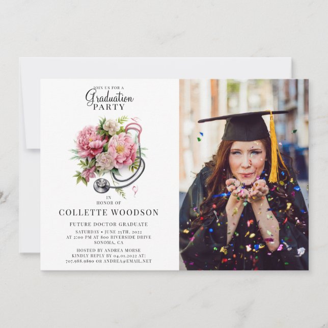 Framtida fotofoto Studenten i Blommigten Doktor Inbjudningar (Framsida)