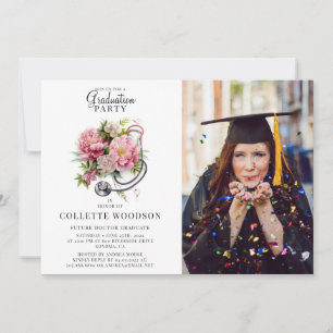 Framtida fotofoto Studenten i Blommigten Doktor Inbjudningar