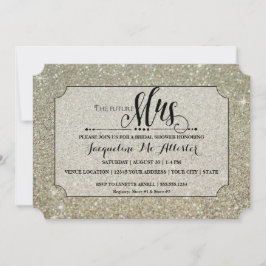 Framtida fru Biljett Silver Glitter Möhippa Inbjudningar