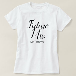 Framtida fru Black Modern Script Personligt bröll T Shirt