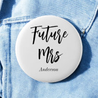 Framtida fru Black White Calligraphy Button