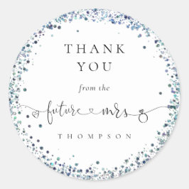 Framtida fru Blue Glitter Möhippa Tack Runt Klistermärke