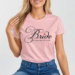 Framtida fru Bride Anpassningsbar Script Rosa Bröl Tee Shirt<br><div class="desc">Cute och classy rosa Bride-skjortan har svart skript och anpassningsbarna "Future Mrs" namn som kan vara personlig.</div>