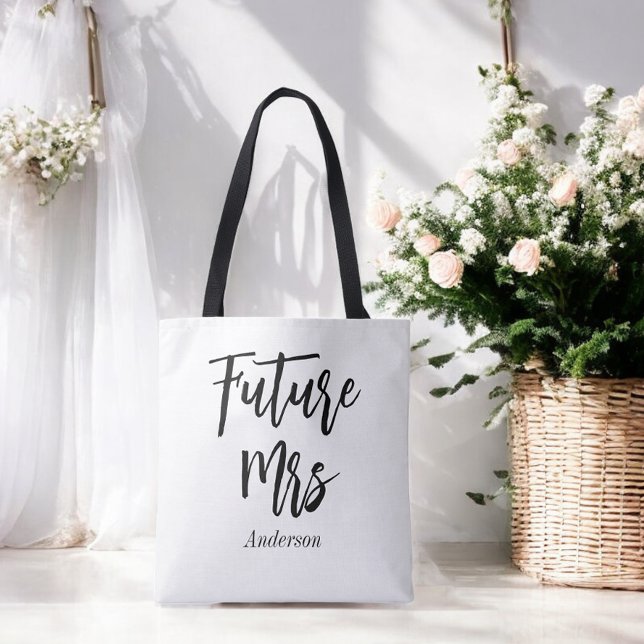 Framtida fru Bride Black White Bröllop Tygkasse (Skapare uppladdad)
