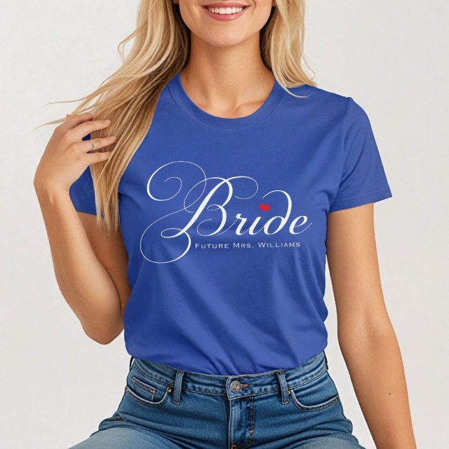 Framtida fru Bride Blue Personlig Script Bröllop Tee (Skapare uppladdad)