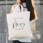 Framtida fru Bride Bröllop Calligraphy Tygkasse<br><div class="desc">Bride Bröllop Calligraphy Tote Bag har i framtiden roligt och söt calligraphy,  tillsammans med briden som blir dess nya efternamn.</div>