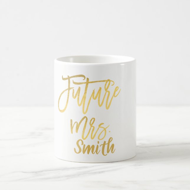 FRAMTIDA Fru Gold Modernt manusnamn Personligt Kaffemugg (Center)