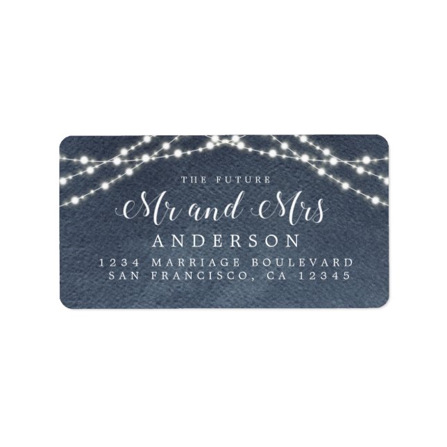 Framtida fru Ljus Blue Bröllop Return Adressetikett (Framsidan)
