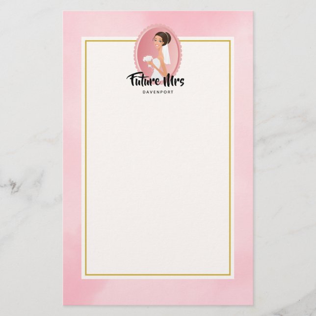Framtida fru med Bride i Bröllop Gown Brevpapper (Framsida)