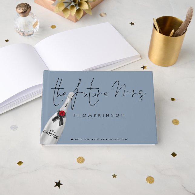 Framtida fru Namn Datum Dusty Blue Möhippa Gästböcker (Framsida öppen)