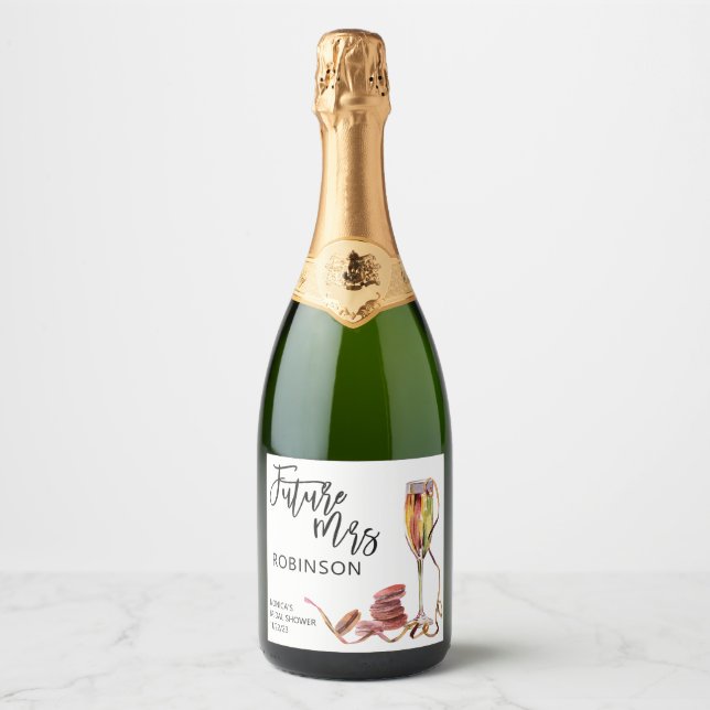 Framtida fru Namn Sparkling Vin Watercolor Möhippa (Framsida)
