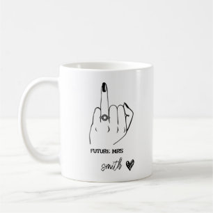 Framtida fru Ring Finger Förlovning Gift Bride kom Kaffemugg