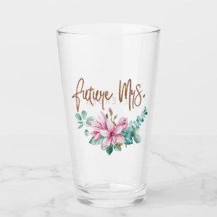 Framtida fru rosa blommigt glitter-koppartypografi glaskopp