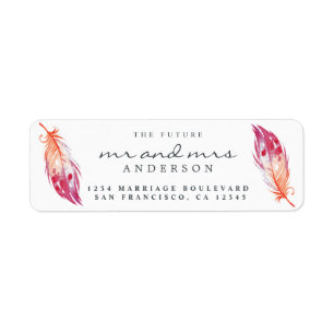 Framtida fru Rosa Feather Bröllop Returadress Etikett