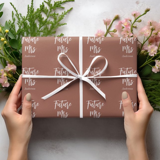 Framtida fru Terracotta Bride Brown White Presentpapper (Skapare uppladdad)