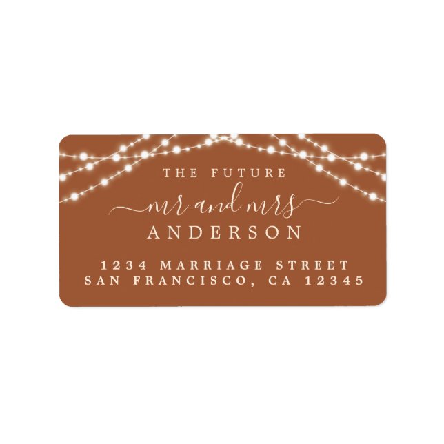 Framtida fru Terracotta Ljus Bröllop Adress Adressetikett (Framsidan)