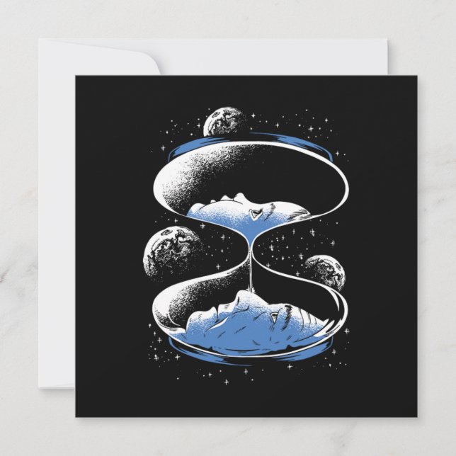 Framtida Gif för timglastidsresenär i Science fict Inbjudningar (Framsida)