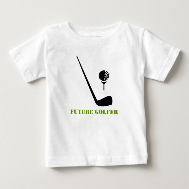 Framtida golfer klubb och boll svart, grönt anpass tee shirt (Framsida)