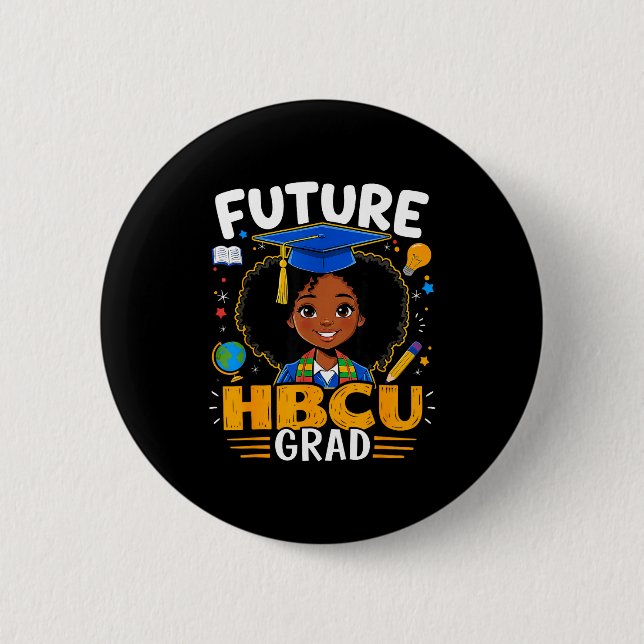 Framtida Hbcu-examensbarn Svarta flickor Afro Svar Knapp (Framsida)