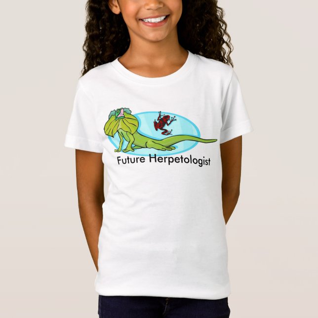 Framtida herpetolog med Frilled-nacke-ödla T-shirt (Framsida)