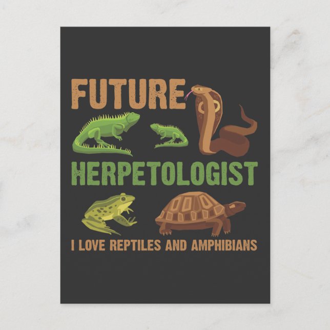 Framtida herpetolog Reptile Amphibians Fläkt Kid Vykort (Framsida)