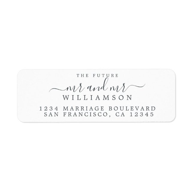 Framtida herr 2 Grooms Bröllop Returadress Returadress Etikett (Framsidan)