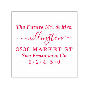 Framtida herr & fru Script Bröllop Returadress Självfärgande Stämpel
