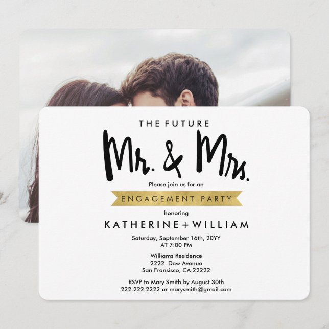 Framtida Herr och Fru beställnings- Inbjudningar (Fram/baksida)
