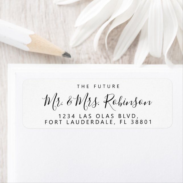 Framtida herr och fru manus bröllops returadress etikett (Insitu)