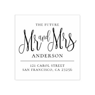 Framtida herr och fru Modern bröllop returadress Stämpel