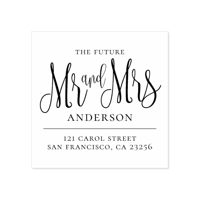 Framtida herr och fru Modern bröllop returadress Stämpel (Tryck)