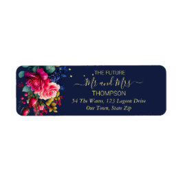 Framtida herr och fru Navy blue shock rosa ro Returadress Etikett
