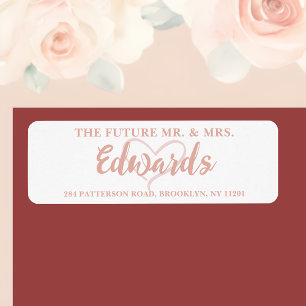 Framtida herr och fru Rose Gold Returadress Etiket Etikett