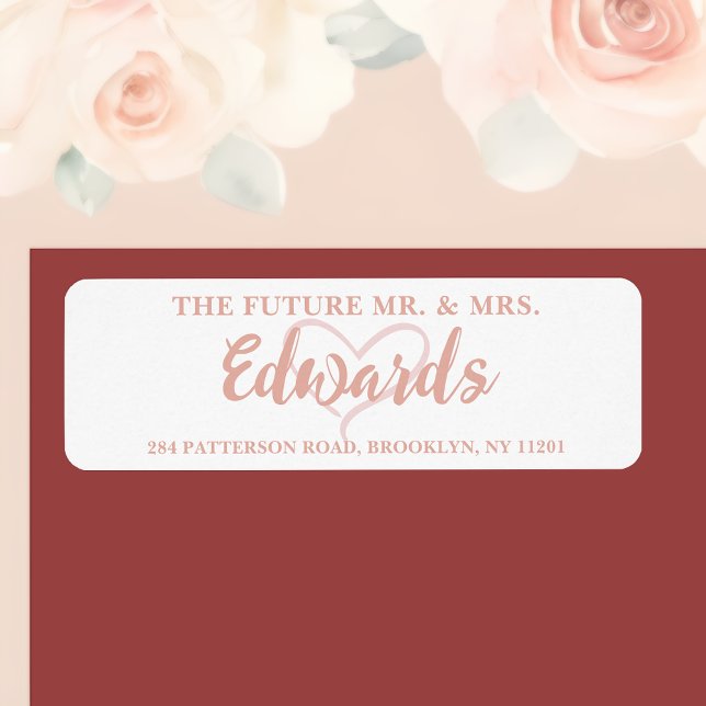 Framtida herr och fru Rose Gold Returadress Etiket Etikett (Love Sealed with Elegance and Grace 🌹✉️)