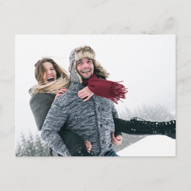 Framtida herr och fru Winter Träd Snö Blue Waterco Meddelande Vykort (Framsida)