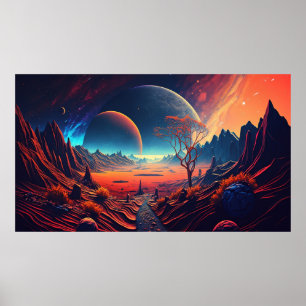 Framtida illustration av vågrät poster