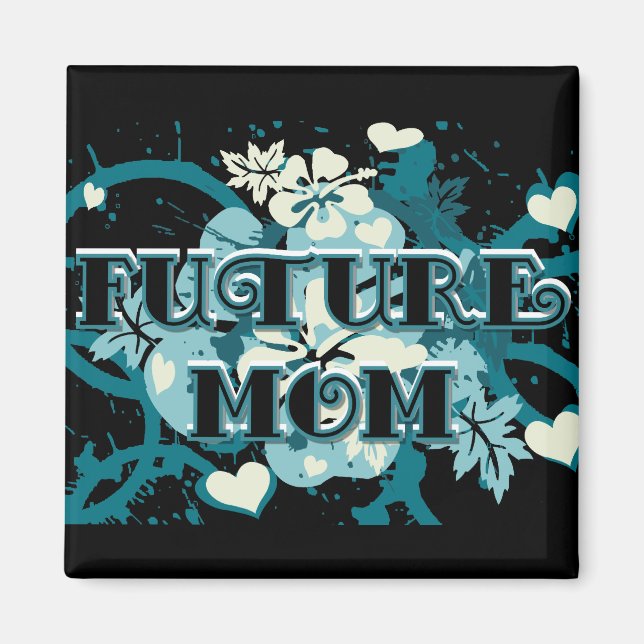 Framtida Mamma - Hearts and Flowers Magnet (Framsidan)
