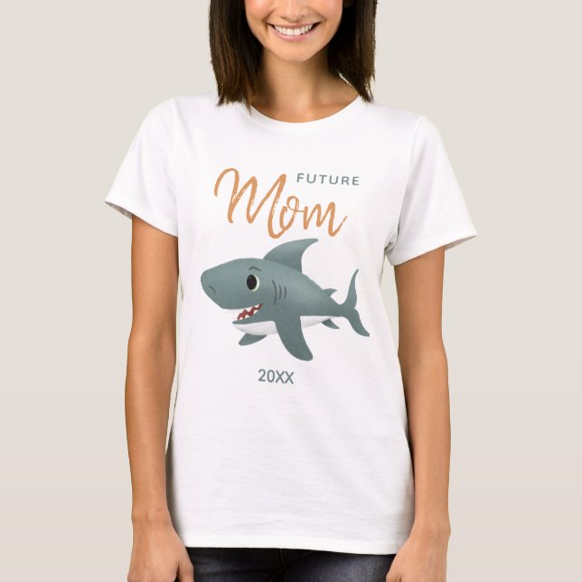 Framtida Mamma som ska vara Blue Ocean Shark T Shirt (Framsida)