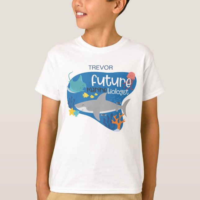 Framtida marinbiolog med Namn T-Shirt (Framsida)