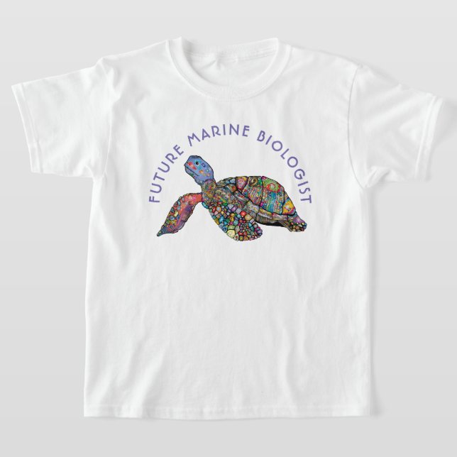 Framtida marinbiolog Rainbow Turtle T Shirt (Laydown)